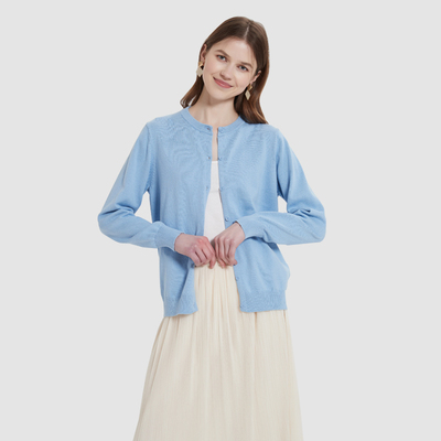 2025春款纯棉开衫圆领女