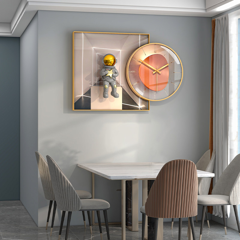 客厅装饰画挂钟餐厅电表箱挂画现代简约壁画创意沙发背景墙时钟画