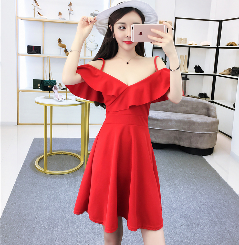 23-24-26岁小个子女装XS150cm显高性感吊带v领露肩收腰18岁-20岁