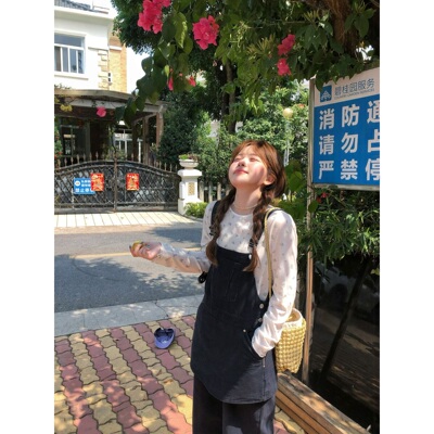 韩系小碎花长袖T恤女百搭