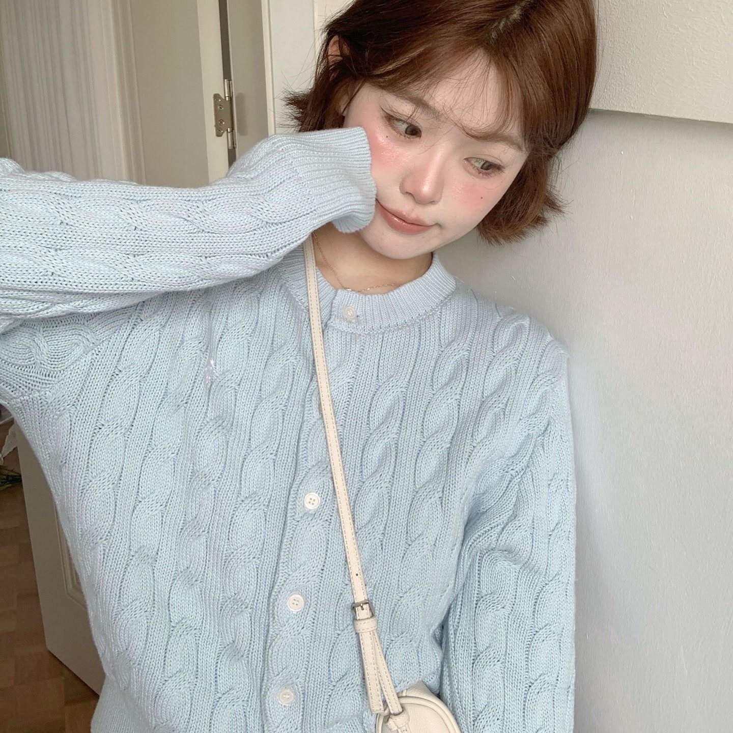 memorial.真酱 麻花毛衣韩版纹针织衫女多色舒适慵懒氛围感外套