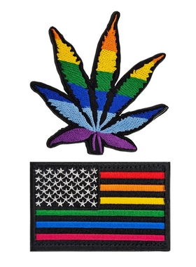 彩虹国旗 美国旗帜魔术贴章刺绣士气章头盔贴战术臂章USA背包贴章