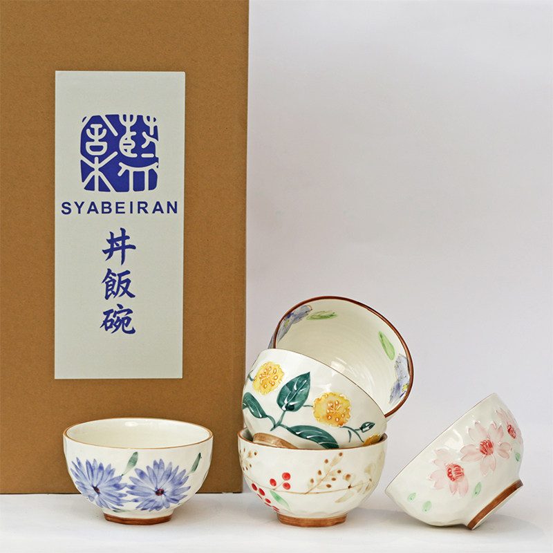 日本舍米蓝日式陶瓷餐碗5件套