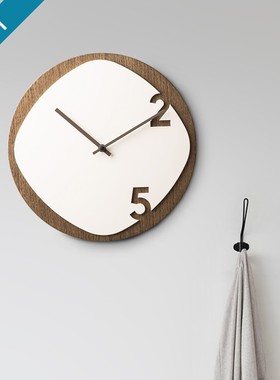 意大利SABRINA FOSSI 挂钟简约创意设计实木客厅圆形壁钟家居静音