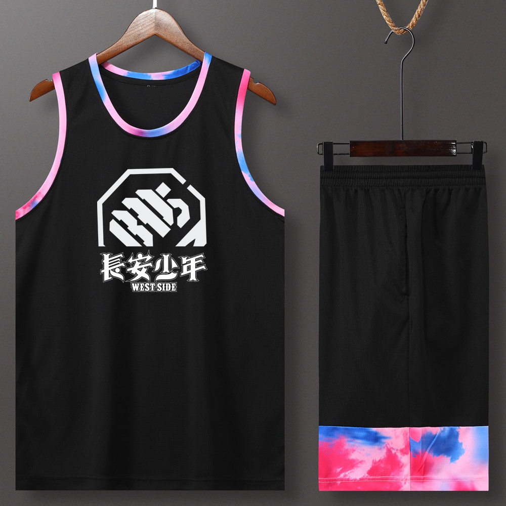 个性迷彩篮球服套装定制印号双口袋篮球衣印花吸汗透气篮球衣DIY