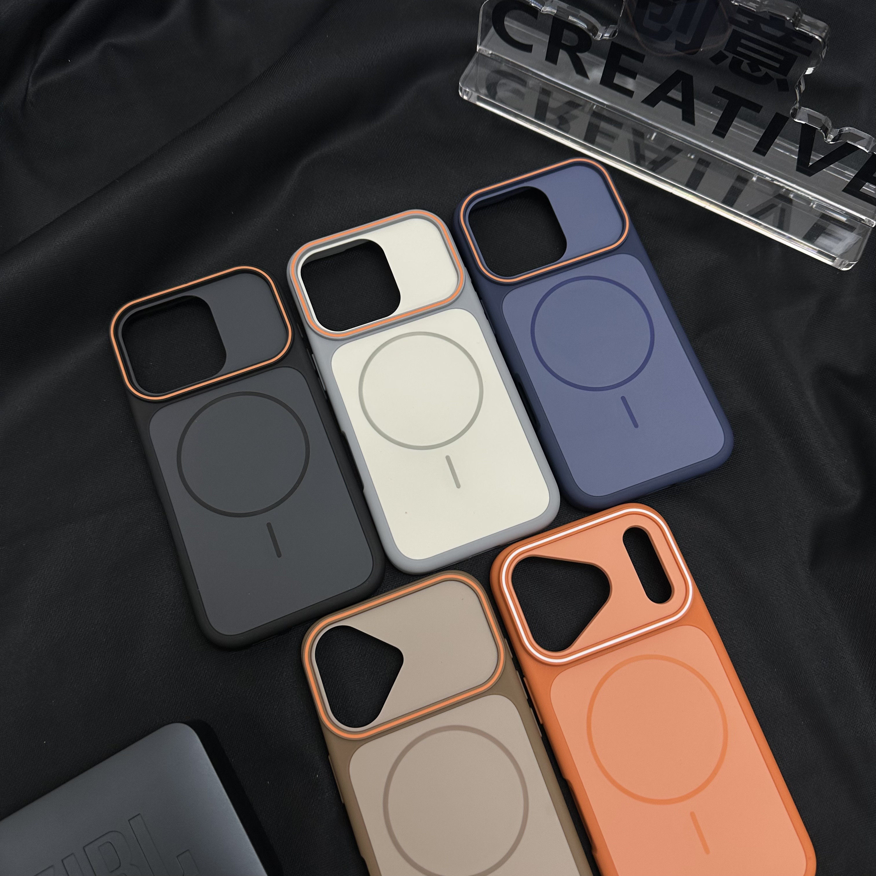 创意撞色魅影大视窗适用于苹果17Pro磁吸手机壳iPhone16promax高级感磨砂哑光15/14PM全包防摔13男女保护套12