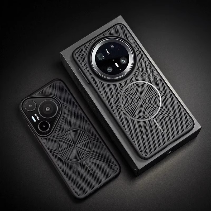 网孔透气散热适用华为mate70pro/60/P70手机壳新款磨砂小米15Pro高级感16肤感磁吸60pro+全包超薄硬壳14时尚