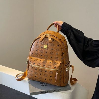 高级真皮大容量双肩背包女