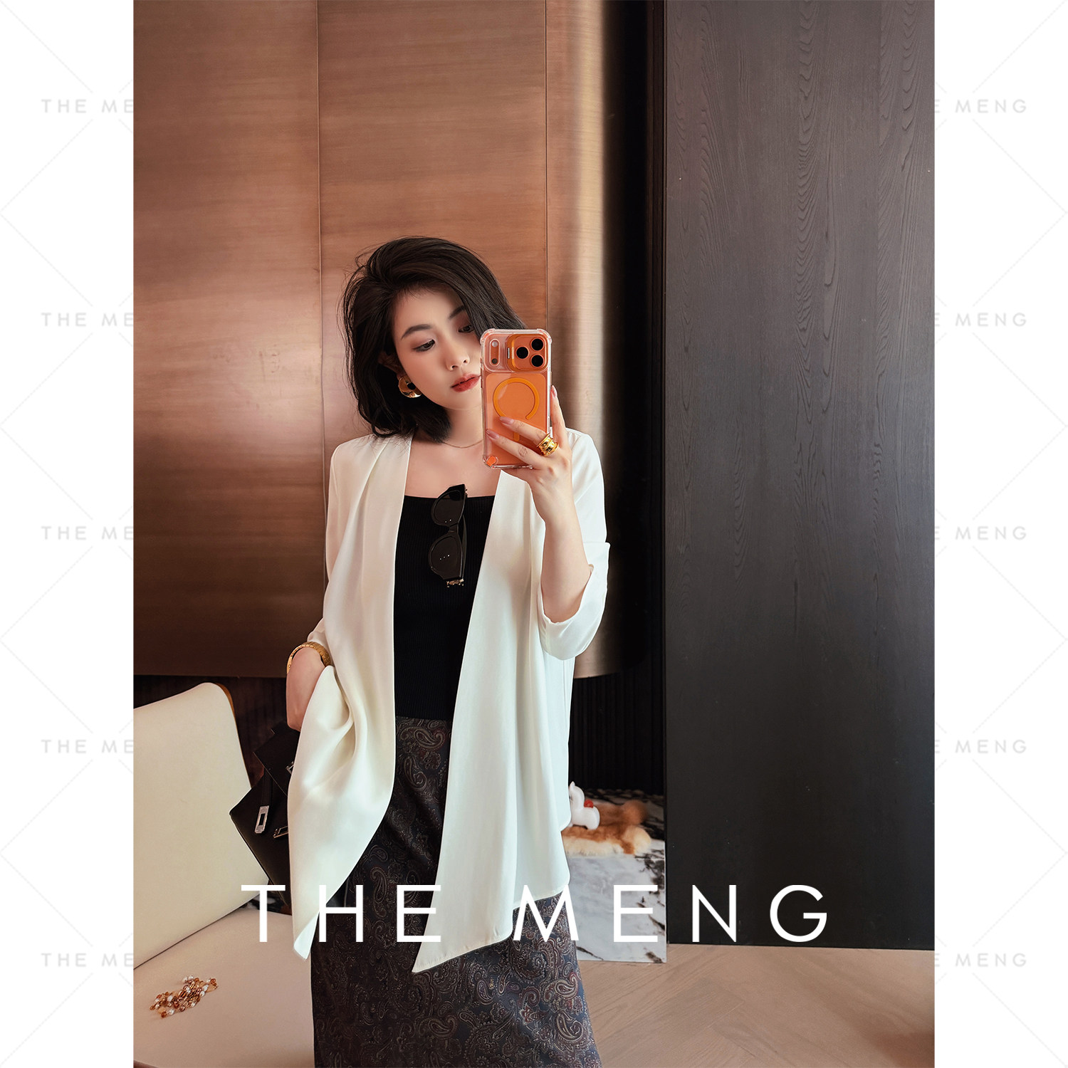 THE MENG“花间辞”100醋酸凉感极简高级感通勤休闲西装外套女夏