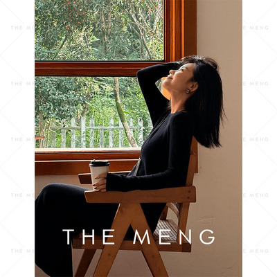 THE MENG【纸片裙】绵羊毛长袖纯色打底连衣裙