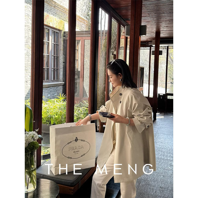 THE MENG【爱丁堡】精纺长绒棉极简长期主义通勤廓形短款风衣女春