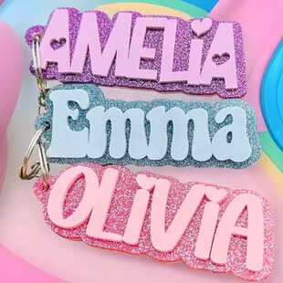 Baby bag 个性化英文名背包钥匙挂件亚克力 Customized keychains