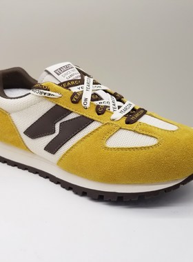 意尔康女鞋2025秋季新款黄色复古磨砂真皮慢跑鞋运动休闲阿甘鞋女