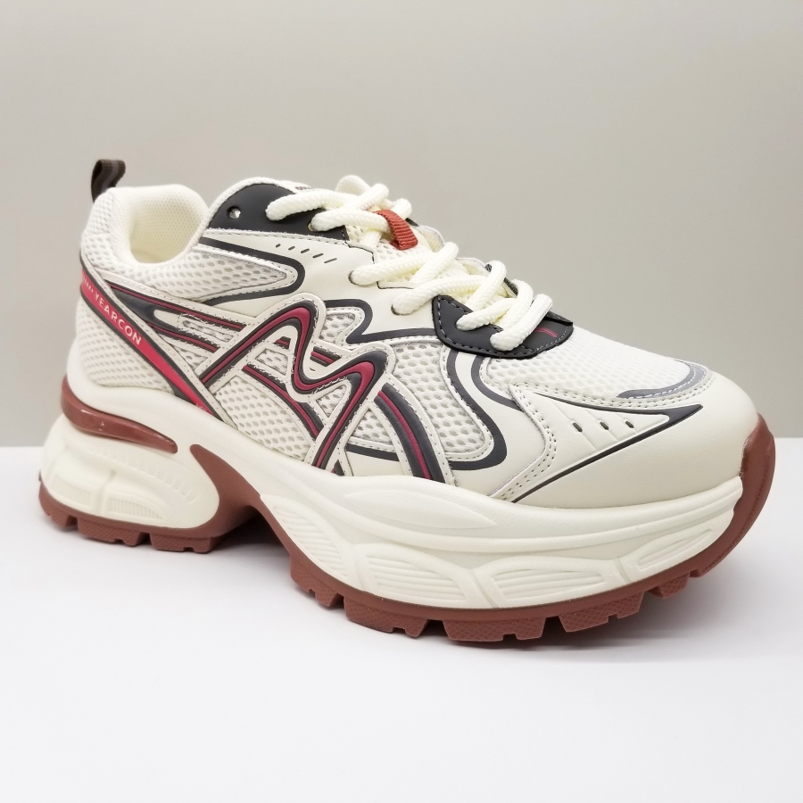 意尔康女鞋2024秋季新款财猫运动休闲网面百搭防滑厚底轻便老爹鞋