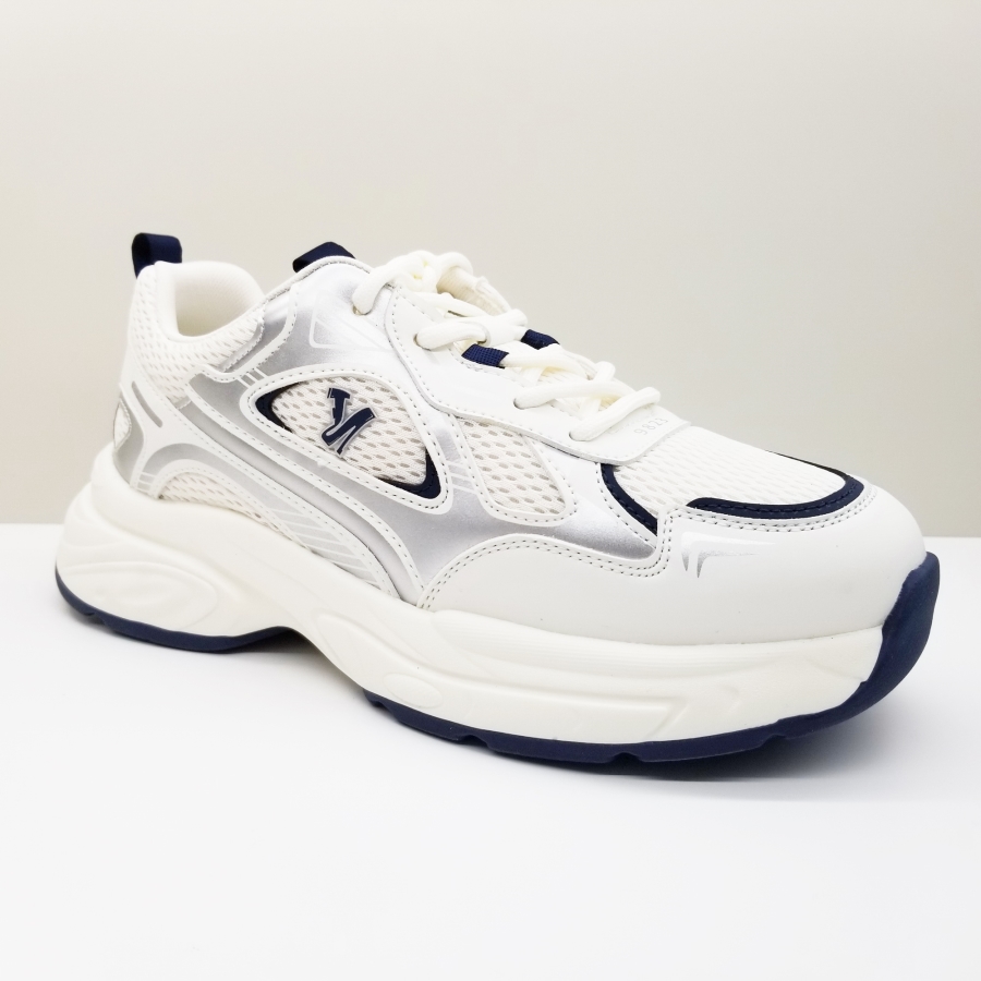 意尔康女鞋2025春季新款时尚潮流休闲网面透气厚底银色轻便老爹鞋