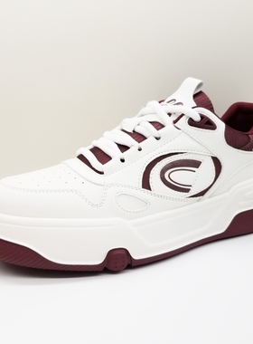 意尔康男鞋2025春季新款时尚运动休闲白红色小白鞋轻便厚底板鞋潮