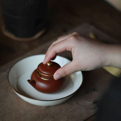 弥云斋手刻诗文陶瓷壶承