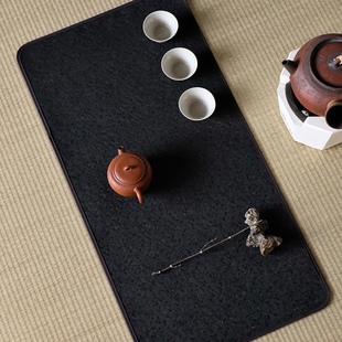 七月长 手工香云纱蔓草纹双面茶席茶巾 中式复古桌旗 景德镇慢蓝