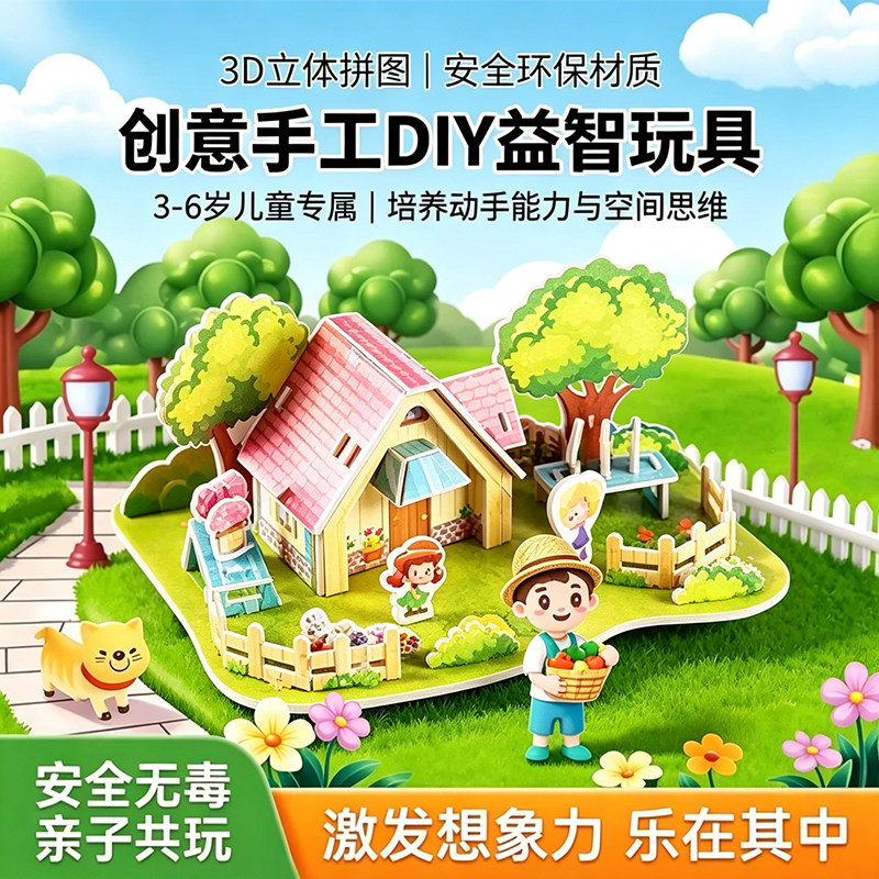 儿童拼图立体3d模型玩具