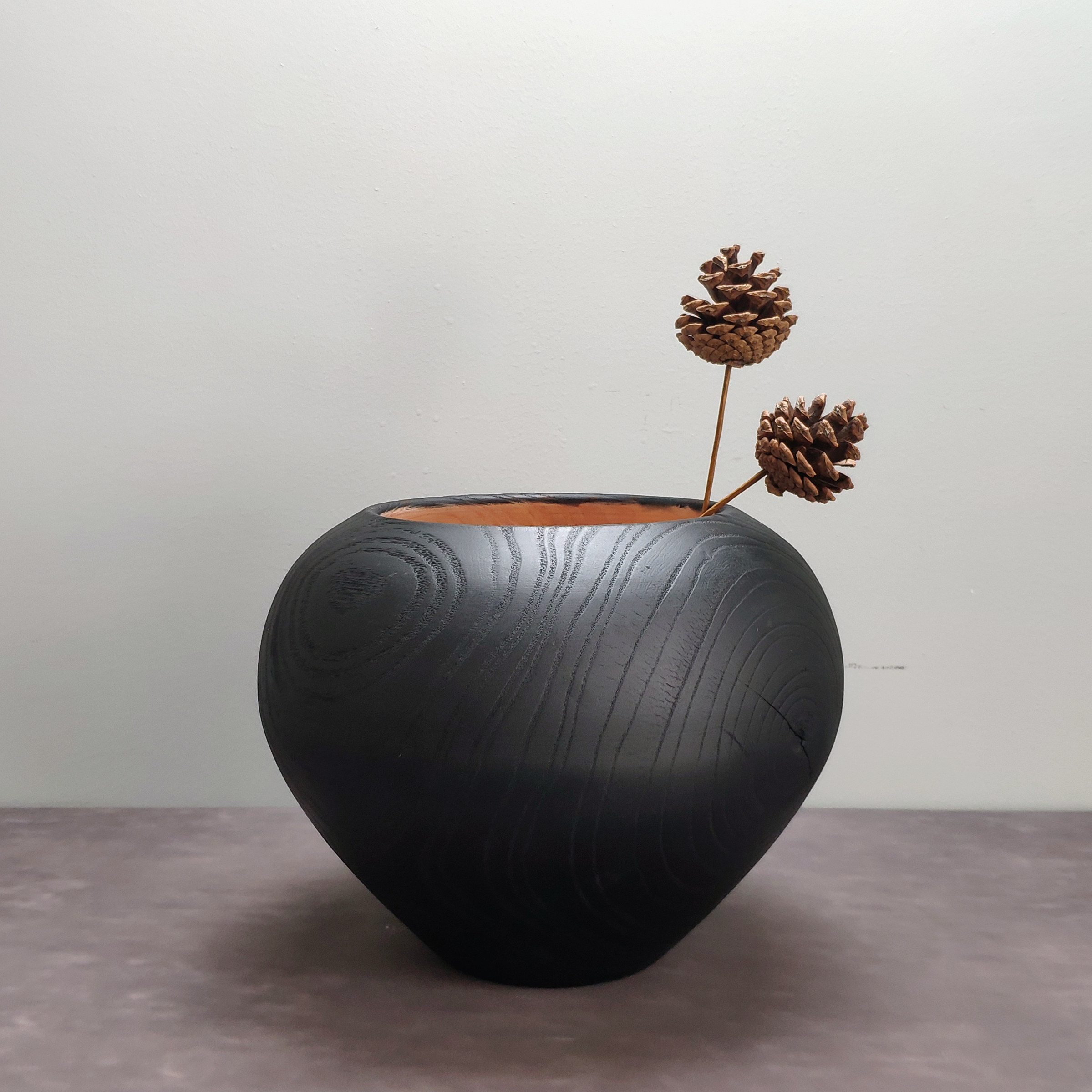 侘寂风炭烧木炭化木手工木制花瓶摆件样板房民宿软装饰品花器家居