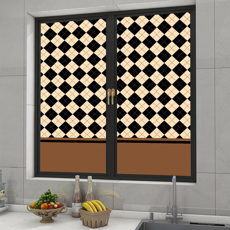 美式复古咖窗户玻璃贴纸防窥不透明防晒隔热全遮光神器门窗花贴膜