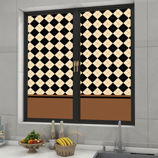 美式复古咖窗户玻璃贴纸防窥不透明防晒隔热全遮光神器门窗花贴膜