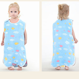 儿童睡觉防踢被子神器空调房睡衣 纱布纯棉背心式 薄款 宝宝睡袋夏季
