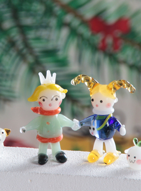 淄博陶瓷琉璃大观园手工琉璃双马尾女孩小王子摆件工艺品网红爆款