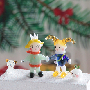 淄博陶瓷琉璃大观园手工琉璃双马尾女孩小王子摆件工艺品网红爆款