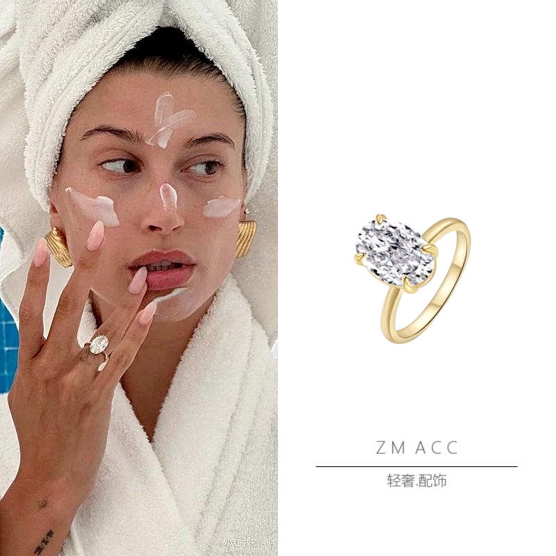 女银镀金奢华婚礼仿真钻石戒指环