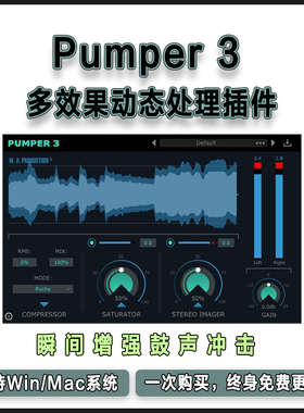 Pumper 3 多模块多效果动态处理并行压缩饱和立体声成像混音插件