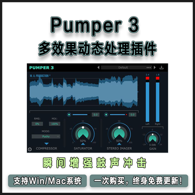Pumper 3 多模块多效果动态处理并行压缩饱和立体声成像混音插件