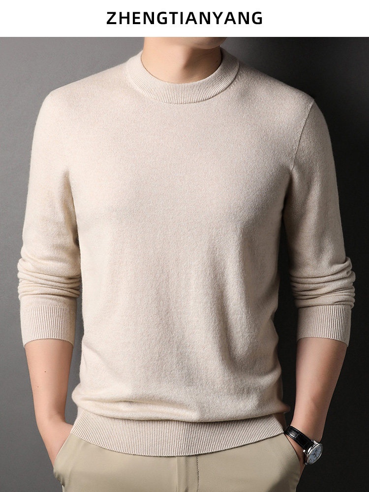 순수 캐시미어 스웨터 남성용 심리스 두꺼운 스웨터 겨울 라운드 넥 원피스 기성복 남성용 따뜻한 기본 셔츠