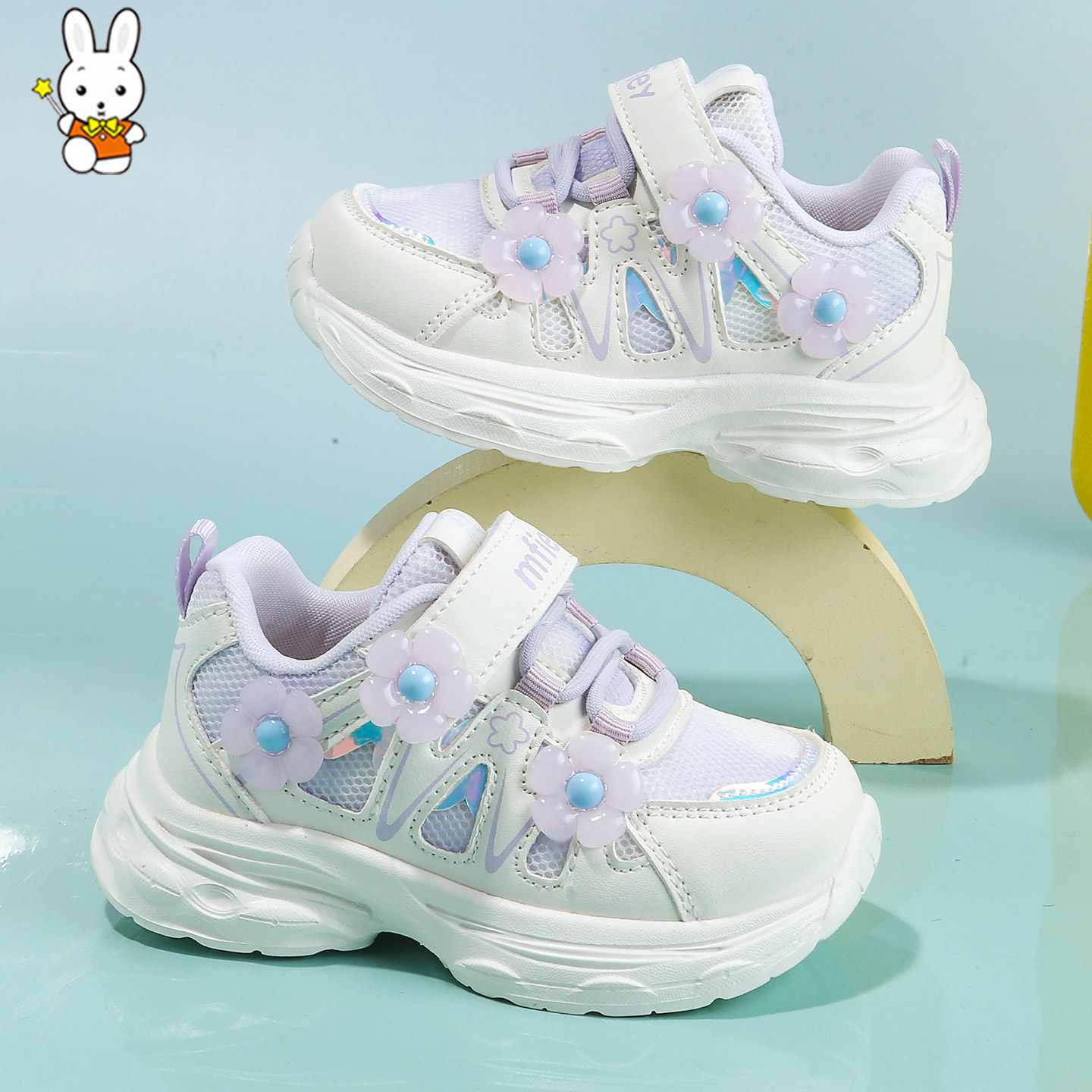 班纳米菲春秋女童网面透气运动鞋小女孩轻便软底儿童鞋幼儿学步鞋