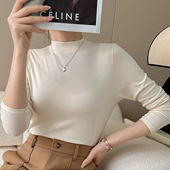 纯色上衣亲肤柔软内搭小衫 薄款 女2026春秋季 半高领水溶细羊打底衫