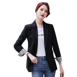 黑色西装外套女春秋新款高级感韩版气质休闲小个子西服外套女上衣