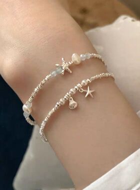 海蓝海星手链女夏轻奢精