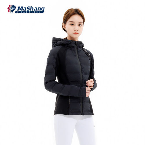 玛尚马具女士连帽鹅绒保暖弹力修身亲肤外套骑马训练服装ERW502