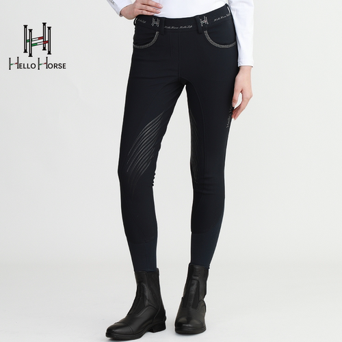 Hello Horse意大利品牌马术马裤骑马裤女烫钻硅胶防滑弹性马术裤
