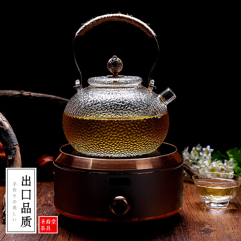 包邮出口日本玻璃锤目纹提梁壶