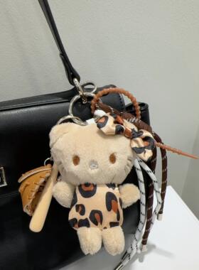 豹纹hellokitty毛绒小熊挂件