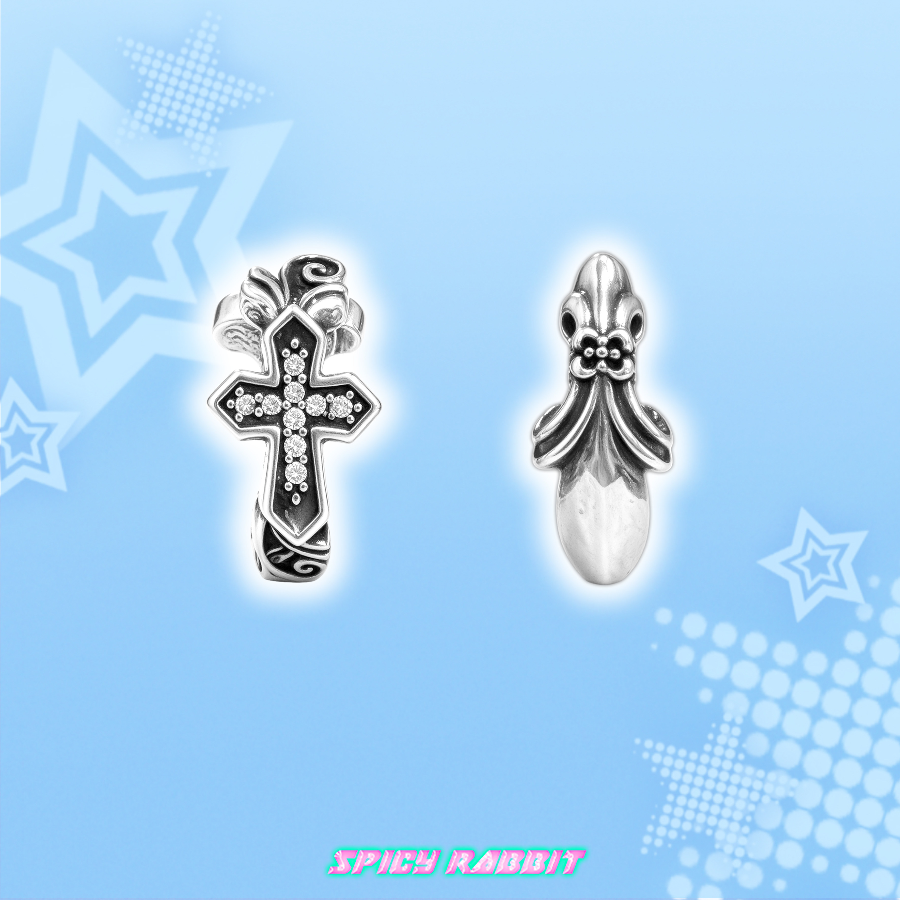 S-Rabbit【新品】复古十字架耳扣/小众双耳洞耳骨环耳环耳圈耳饰