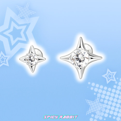 S-Rabbit 四芒星耳骨钉/小众设计新款个性简约耳环小众设计耳饰