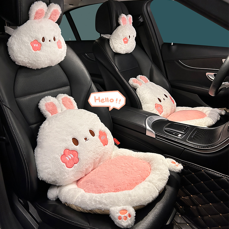 新款熊兔毛绒头枕腰靠坐垫套装