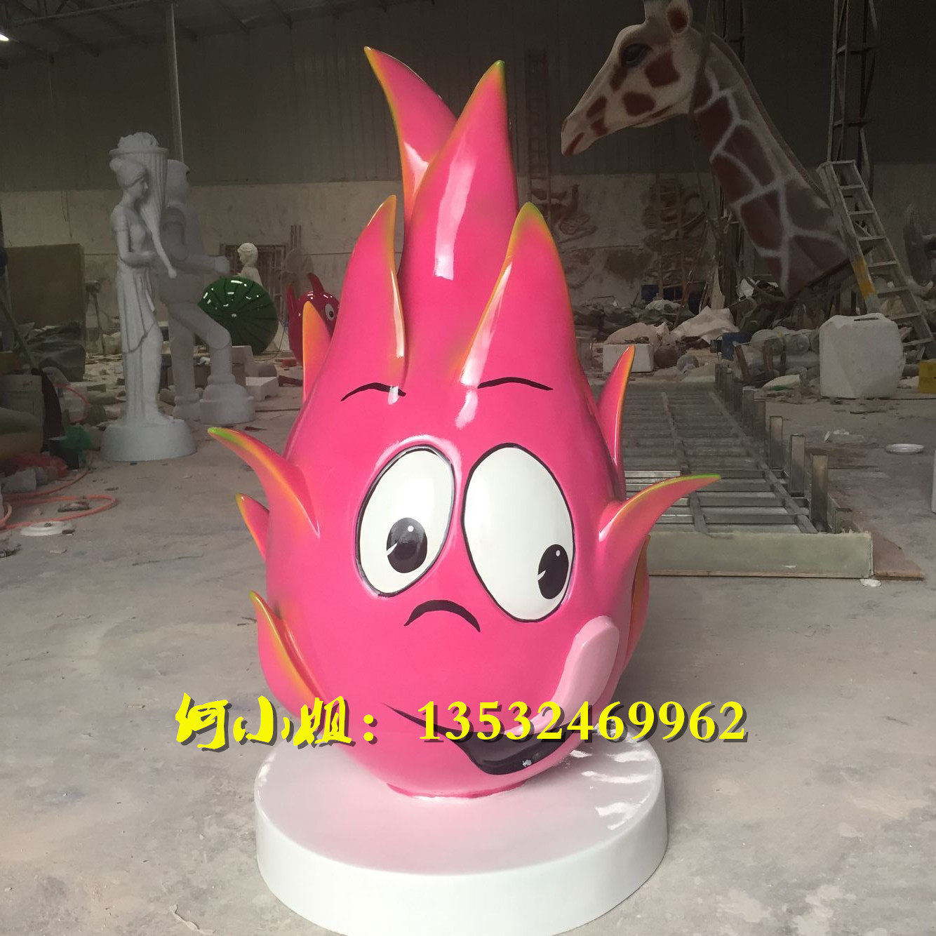橘子农场装饰定制玻璃钢火龙果公仔雕塑创意水果橙子卡通造型摆件