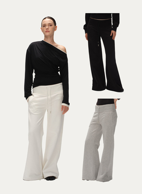 Metaricotta 三色垂感百搭休闲低腰运动微喇长裤女