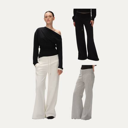 Metaricotta 三色垂感百搭休闲低腰运动微喇长裤女