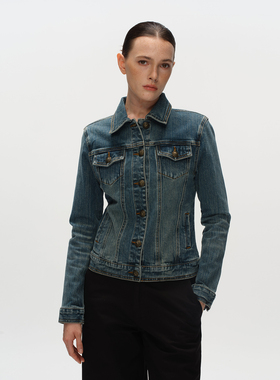 Metaricotta 复古水洗做旧修身短款牛仔外套女