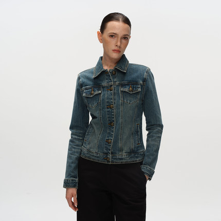 Metaricotta 复古水洗做旧修身短款牛仔外套女