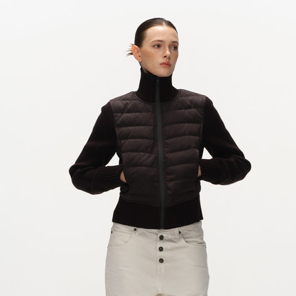 Metaricotta 毛织拼接设计排骨羽绒外套女短款